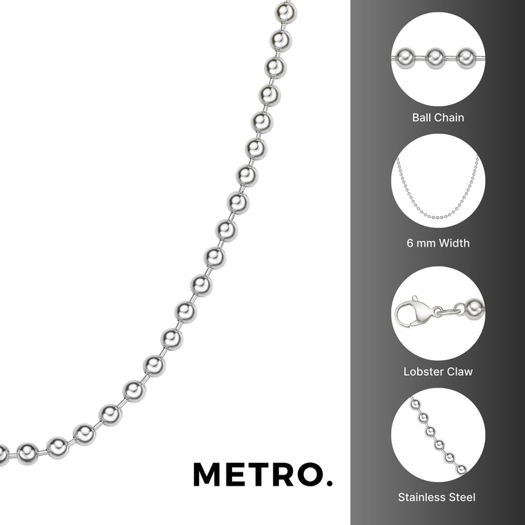 Stainless Steel Replacement Ball Chain, 20-30 inch