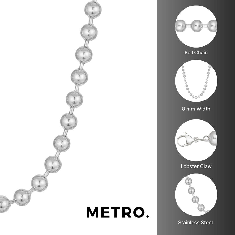 Stainless Steel Replacement Ball Chain, 20-30 inch