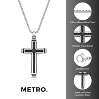 Diamond Two-Tone Cross Cross Pendant in Black