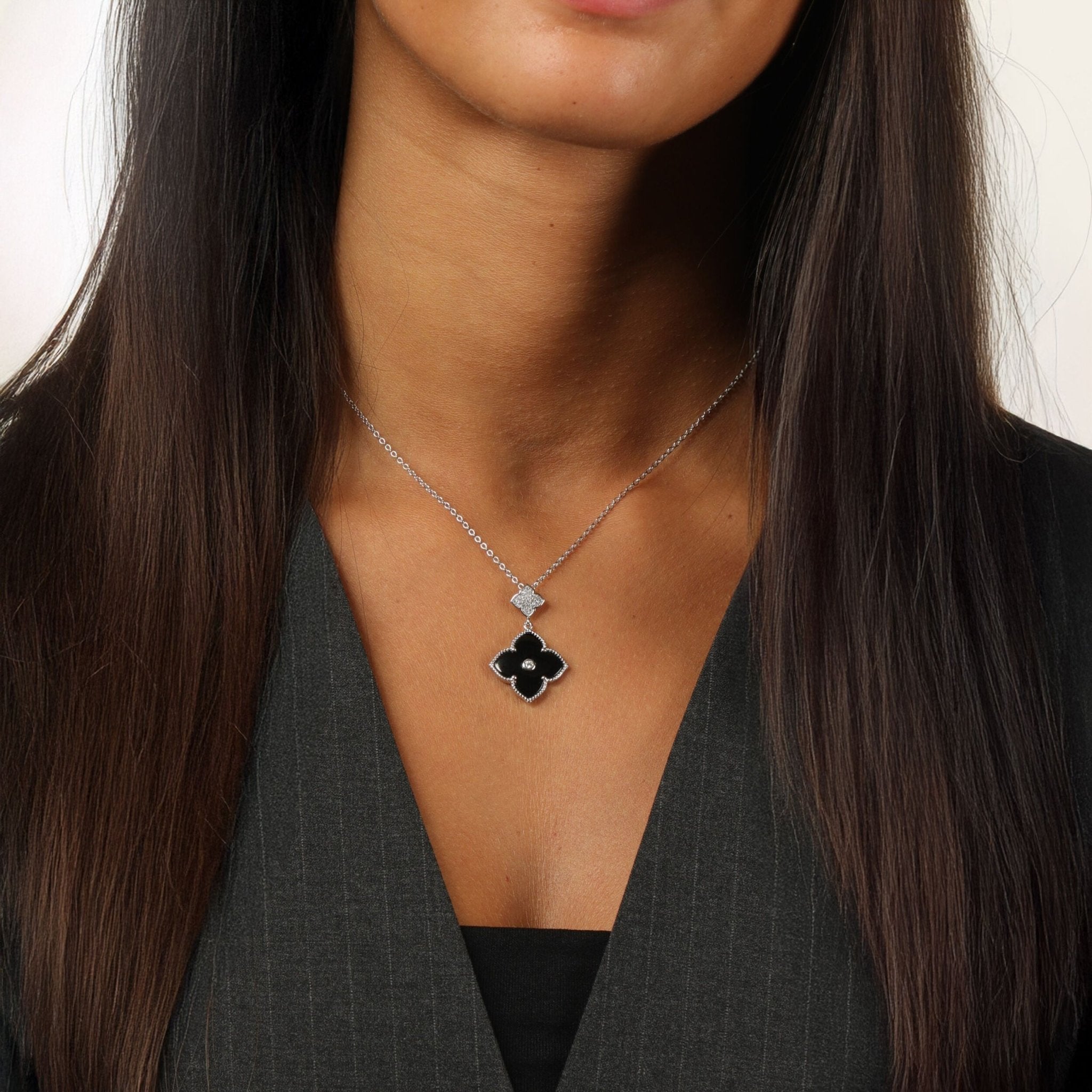 Flora Classic Double Flower Pendant Necklace