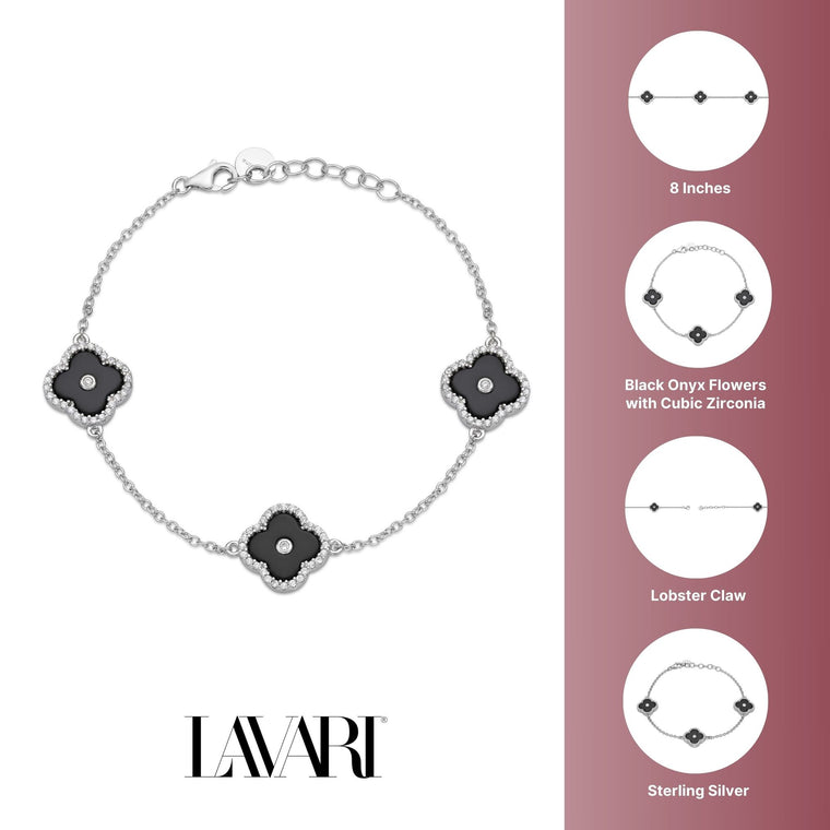 Flora Halo Three-Station Flower Bracelet