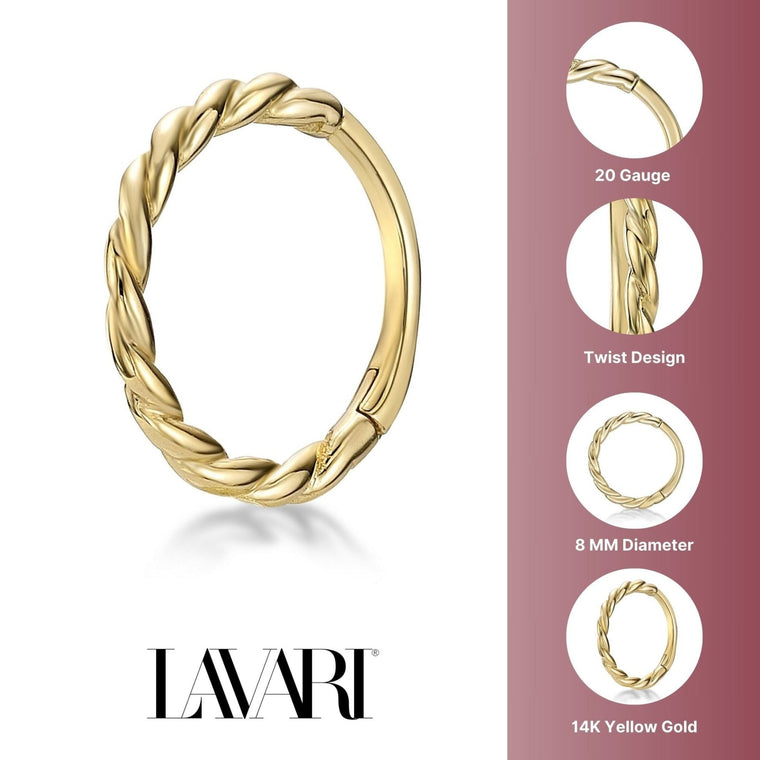 14K Gold Twist Multi-Purpose Clicker - 20G