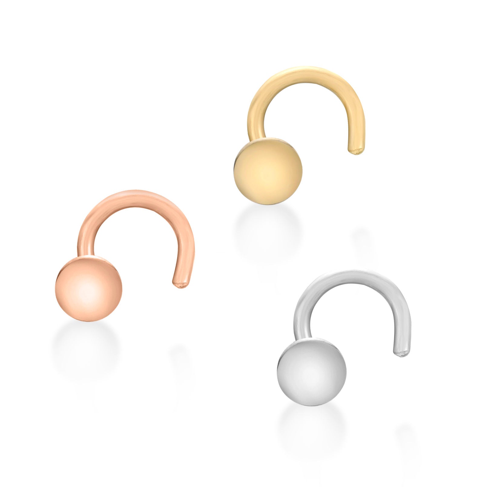 14K Gold Screw Astral Nose Ring Set - 22G