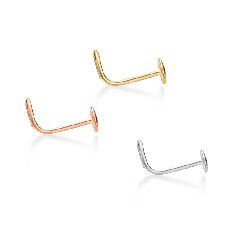 14K Gold Screw Astral Nose Ring Set - 22G