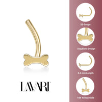 14K Dog Bone Curved Nose Ring - 20G
