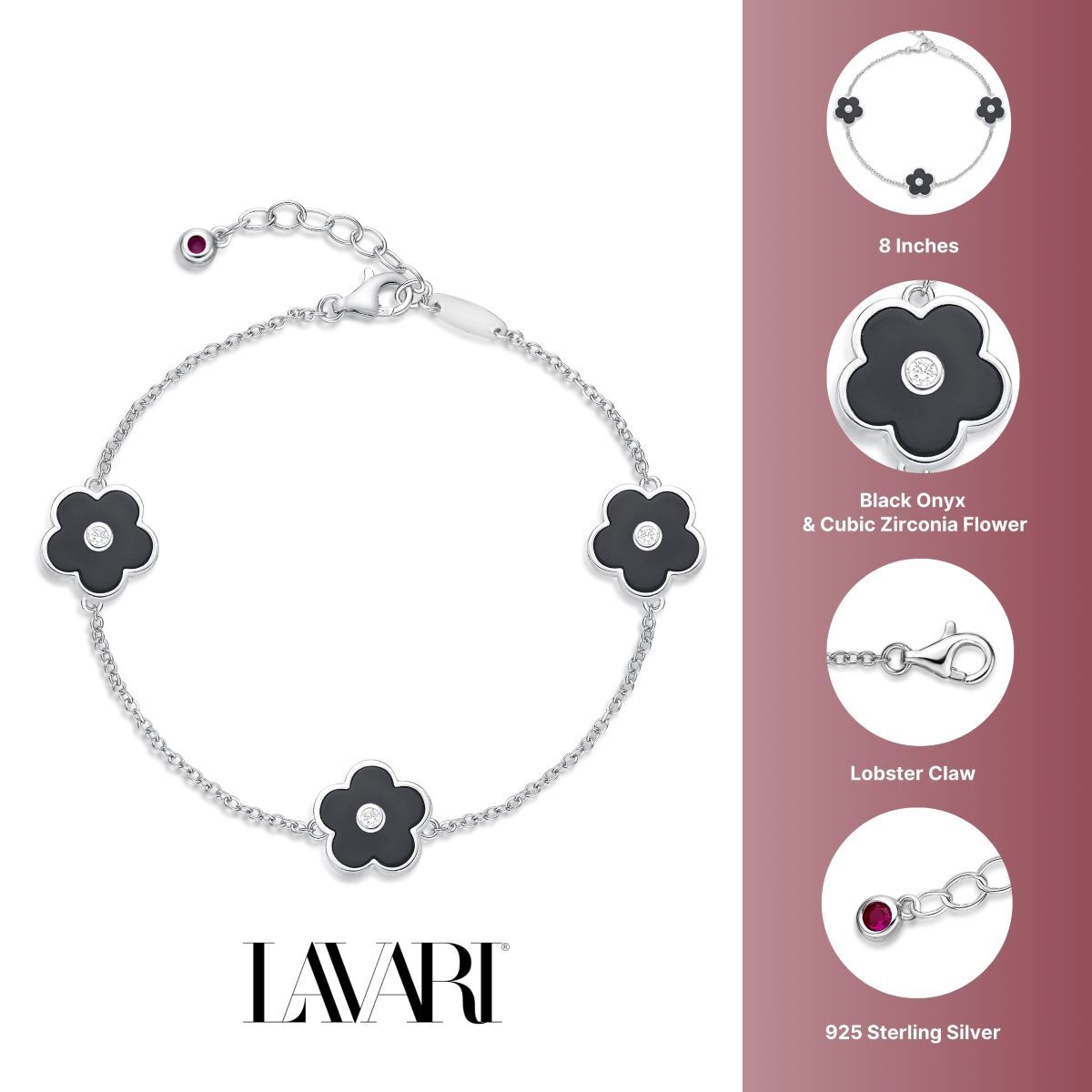 Adjustable Flower Station Bracelet in Sterling Silver