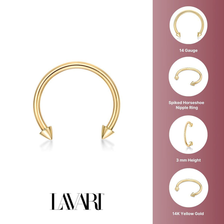 Spiked Horseshoe Nipple Ring - 14G