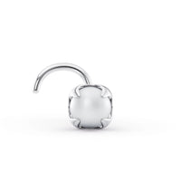 14K Pearl Curved Nose Ring - 20G