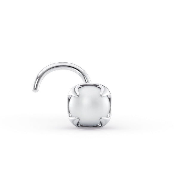 14K Pearl Curved Nose Ring - 20G