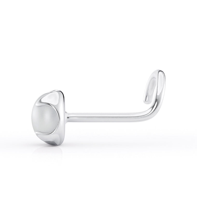 14K Pearl Curved Nose Ring - 20G