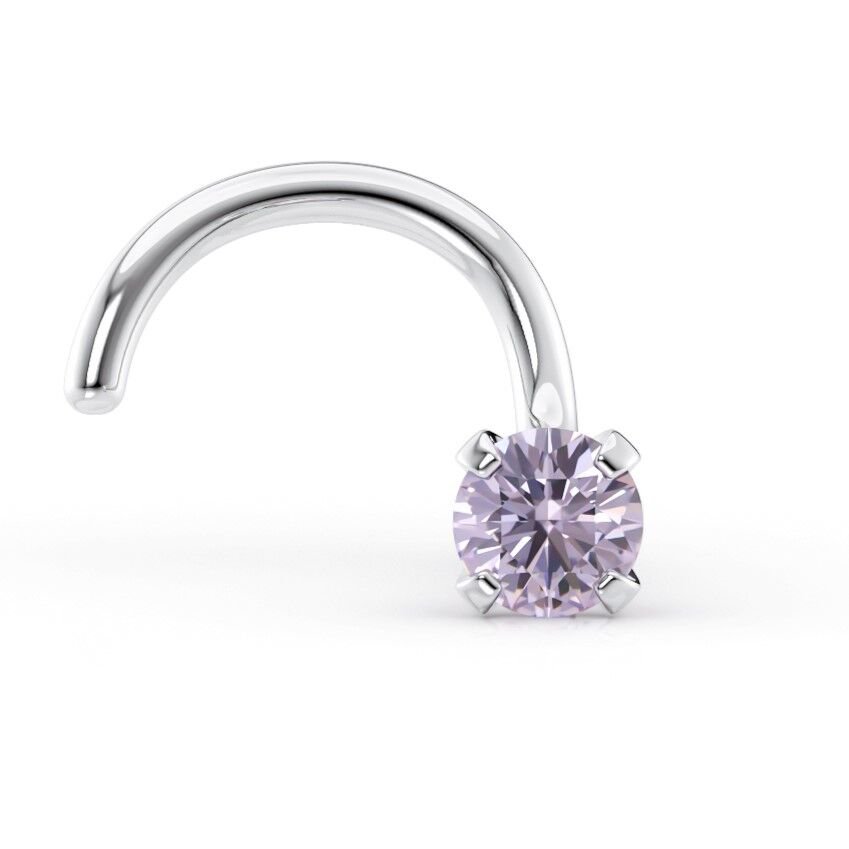 14K Violet Swarovski Curved Nose Ring - 20G