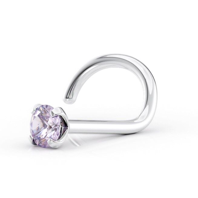 14K Violet Swarovski Curved Nose Ring - 20G