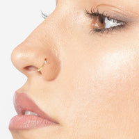 14K Gold Diamond Nose Hoop - 22G