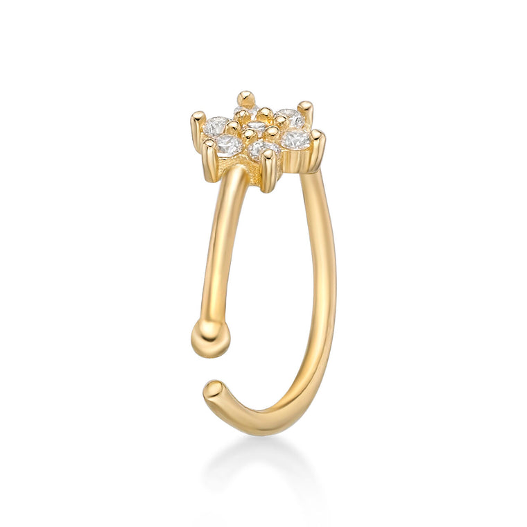 14K Gold 0.07 Carat Lab Grown Diamond Nose Hoop - 20G
