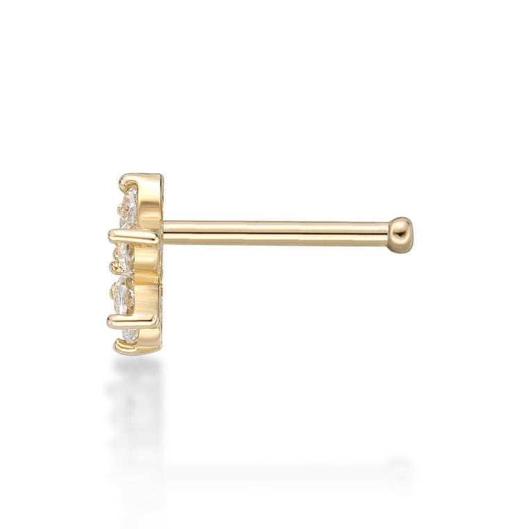 20 G (0.8 mm) Lab Grown Diamond Straight-Stud Nose Ring in 14K Gold