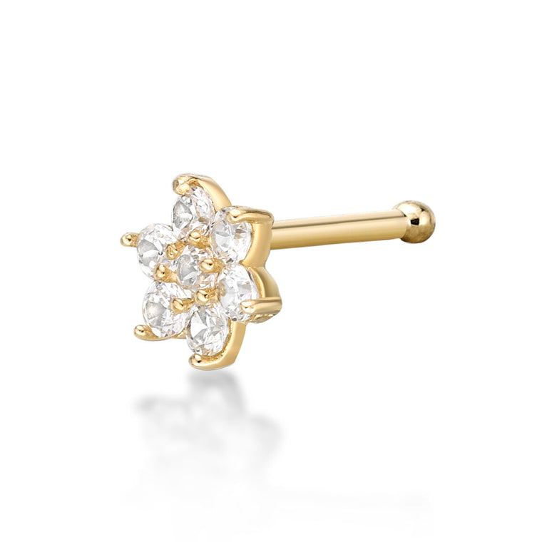 20 G (0.8 mm) Lab Grown Diamond Straight-Stud Nose Ring in 14K Gold