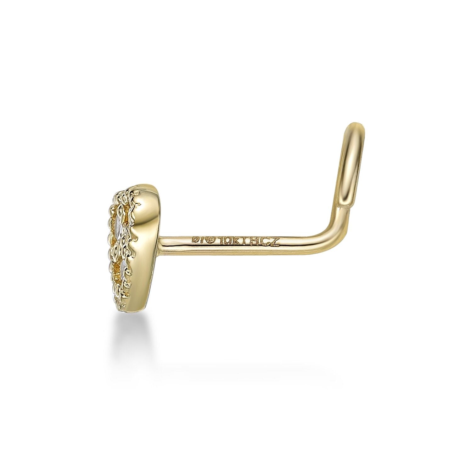 10K Gold Heart 0.03 Carat Lab Grown Diamond Nose Screw - 20G