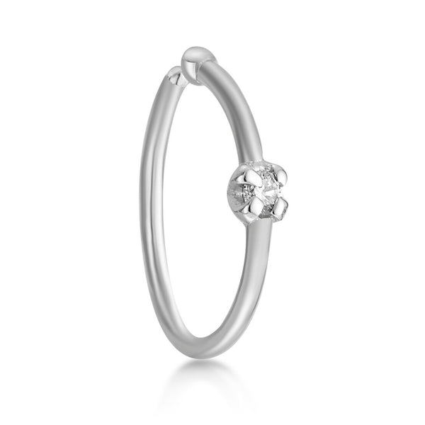 14K Gold 0.01 Carat Lab Grown Diamond Nose Hoop - 20G