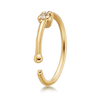14K Gold 0.01 Carat Lab Grown Diamond Nose Hoop - 20G