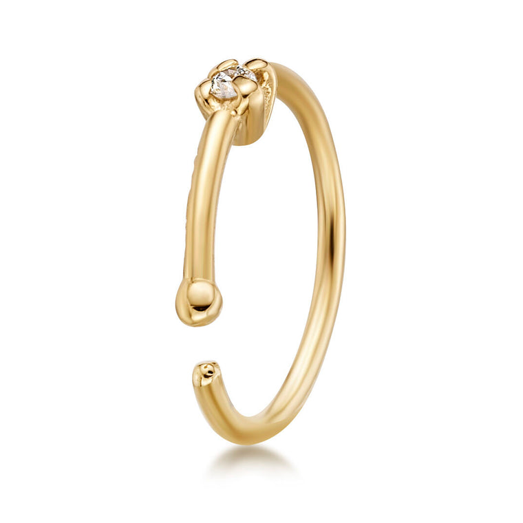 14K Gold 0.01 Carat Lab Grown Diamond Nose Hoop - 20G