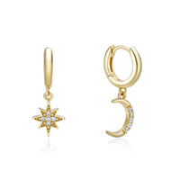 Star and Moon Huggie Earrings