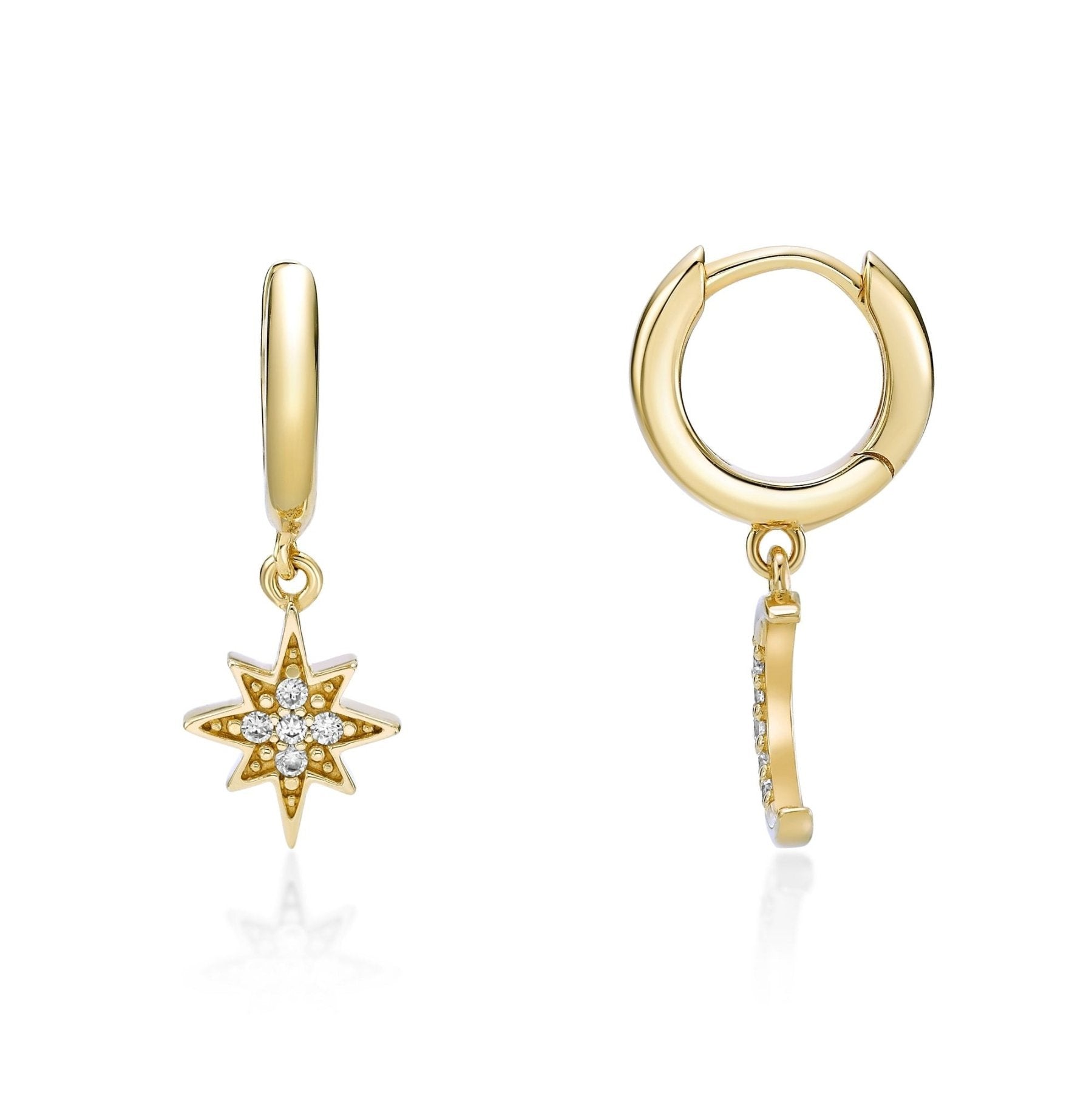 Star and Moon Huggie Earrings