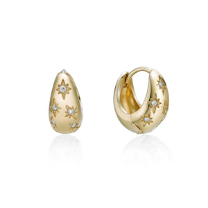 Lab Grown Diamond Thick Star Hoop Earrings