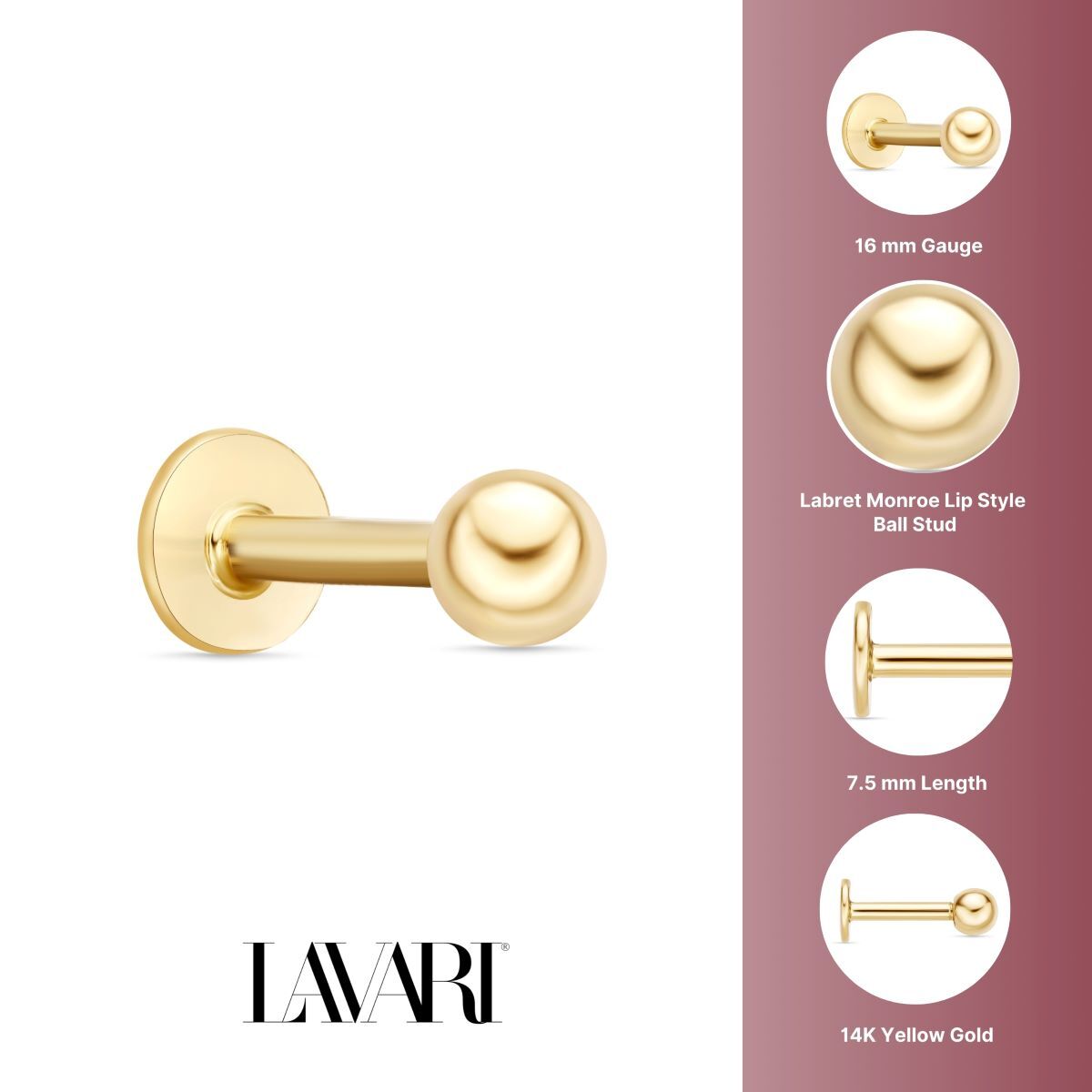 Monroe Ball Labret - 16G