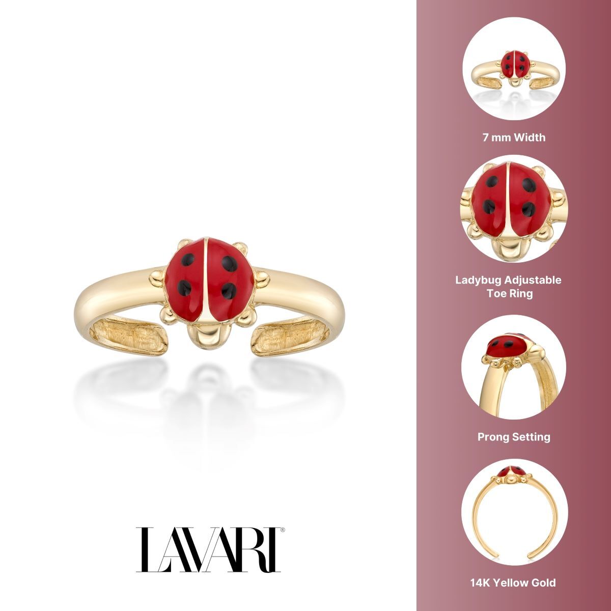 Ladybug Adjustable Toe Ring