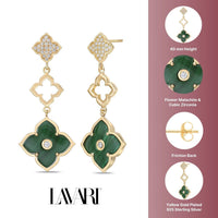 Flora Grand Triple Flower Cubic Zirconia Drop Earrings