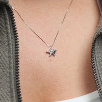 Diamond Mother & Child Starfish Pendant in Sterling Silver (1/10 ct. tw.)
