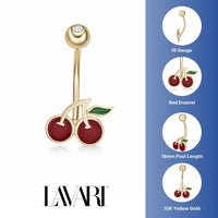 Cherry Enamel Belly Ring - 16G
