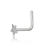 14K Gold L-Shaped Star Nose Ring - 20G