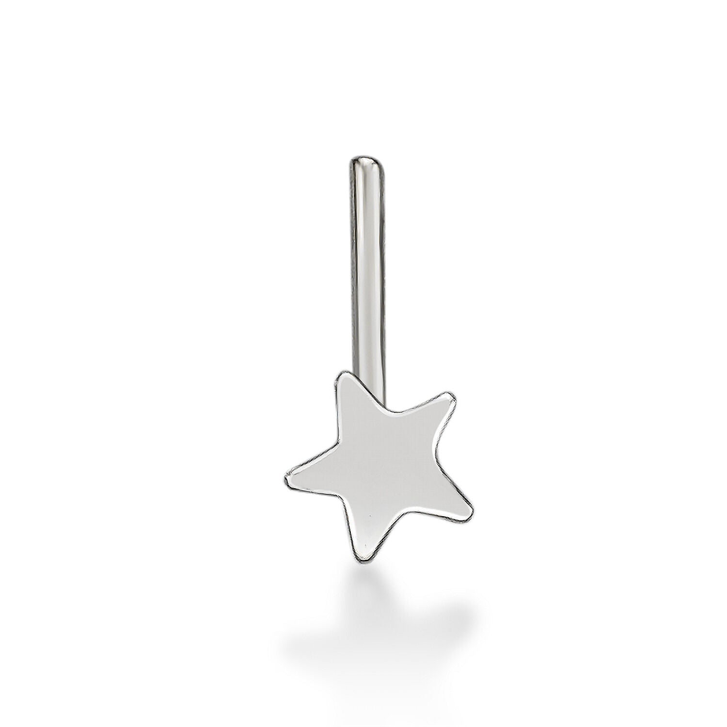 14K Gold L-Shaped Star Nose Ring - 20G