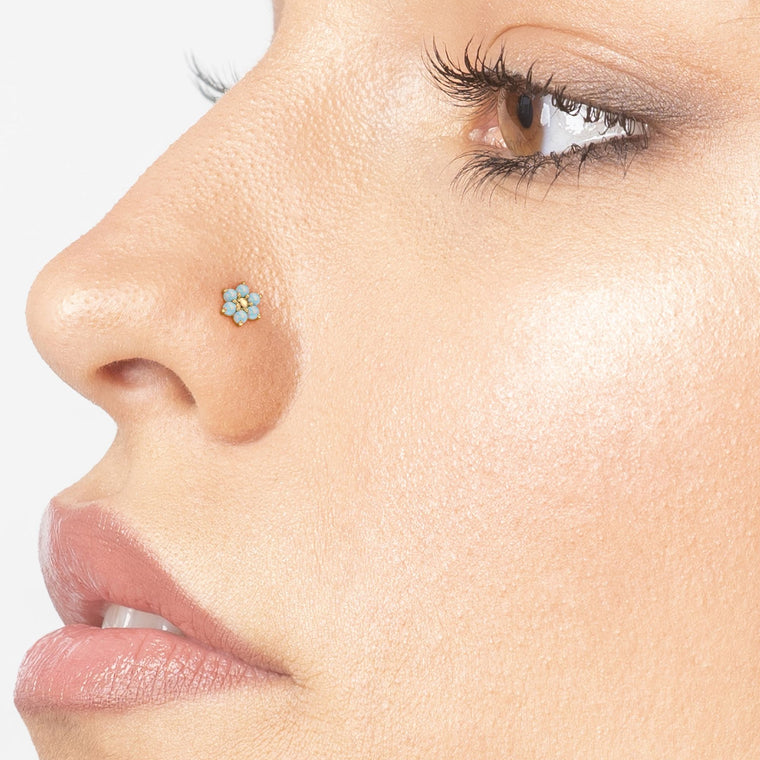14K Swarovski Crystal Nose Stud - 20G