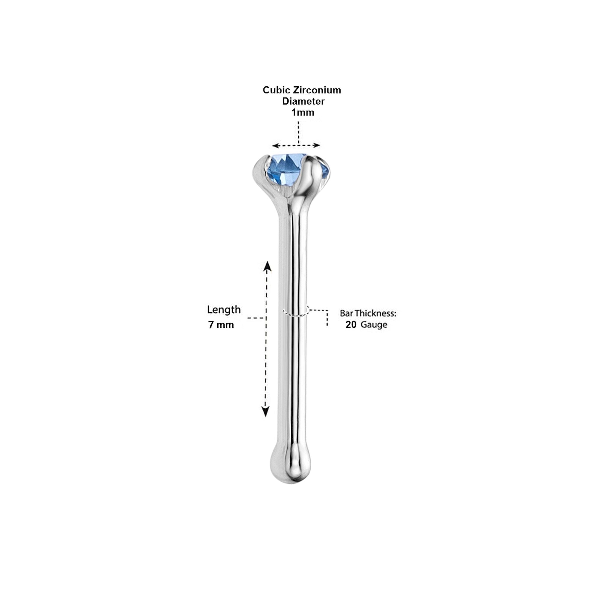 14K White Gold Swarovski Nose Stud - 20G