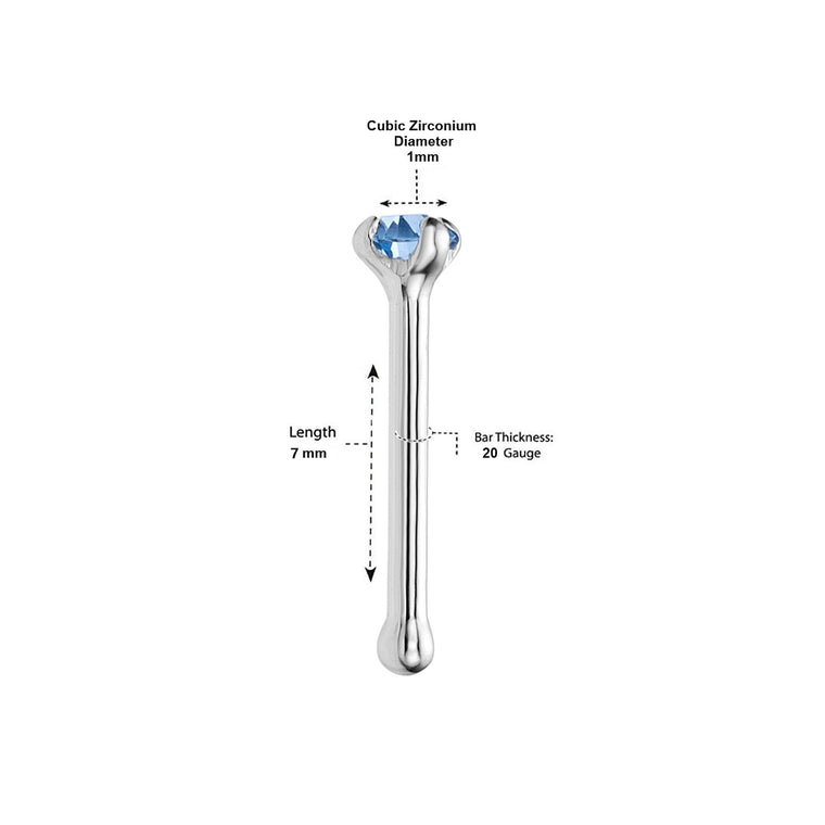 14K White Gold Swarovski Nose Stud - 20G