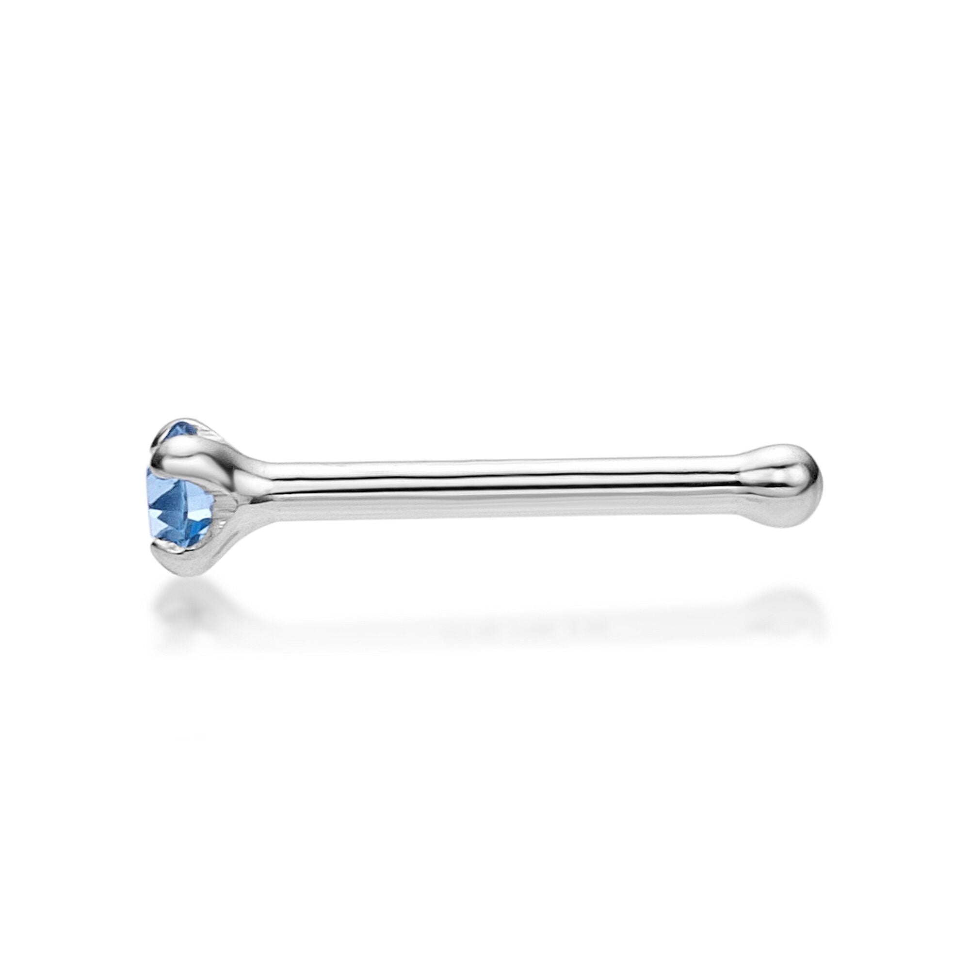 14K White Gold Swarovski Nose Stud - 20G