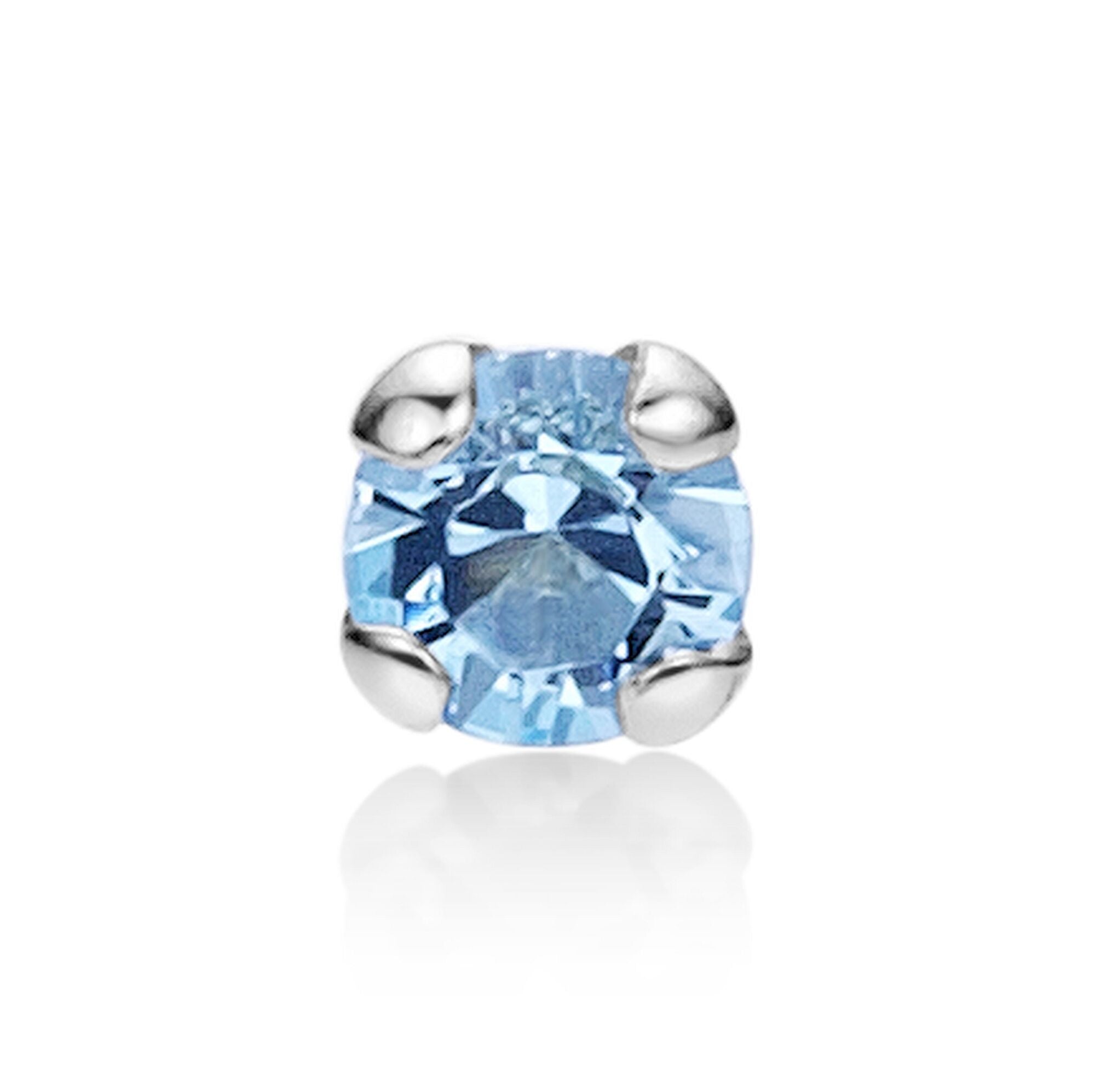 14K White Gold Swarovski Nose Stud - 20G