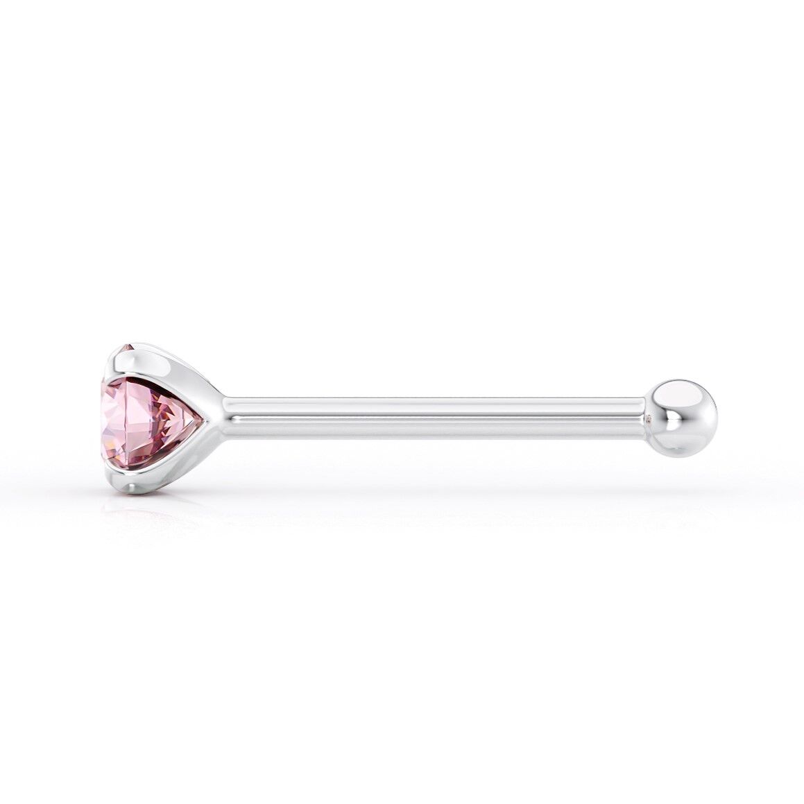 14K White Gold Swarovski Nose Stud - 20G