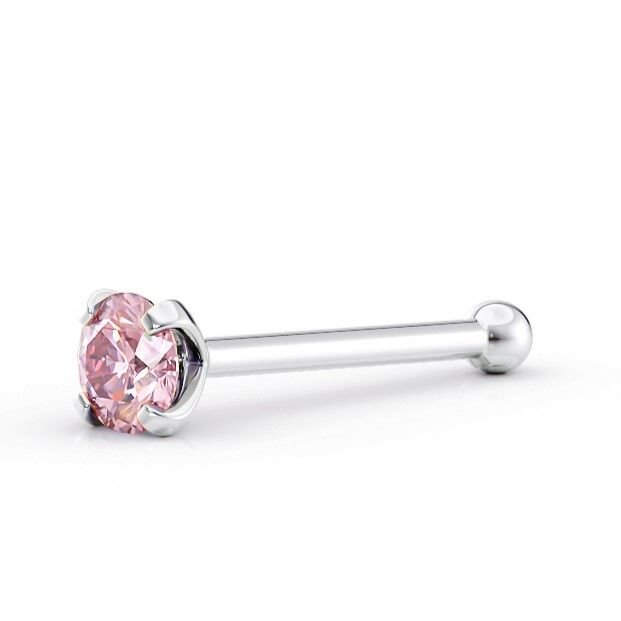 14K White Gold Swarovski Nose Stud - 20G