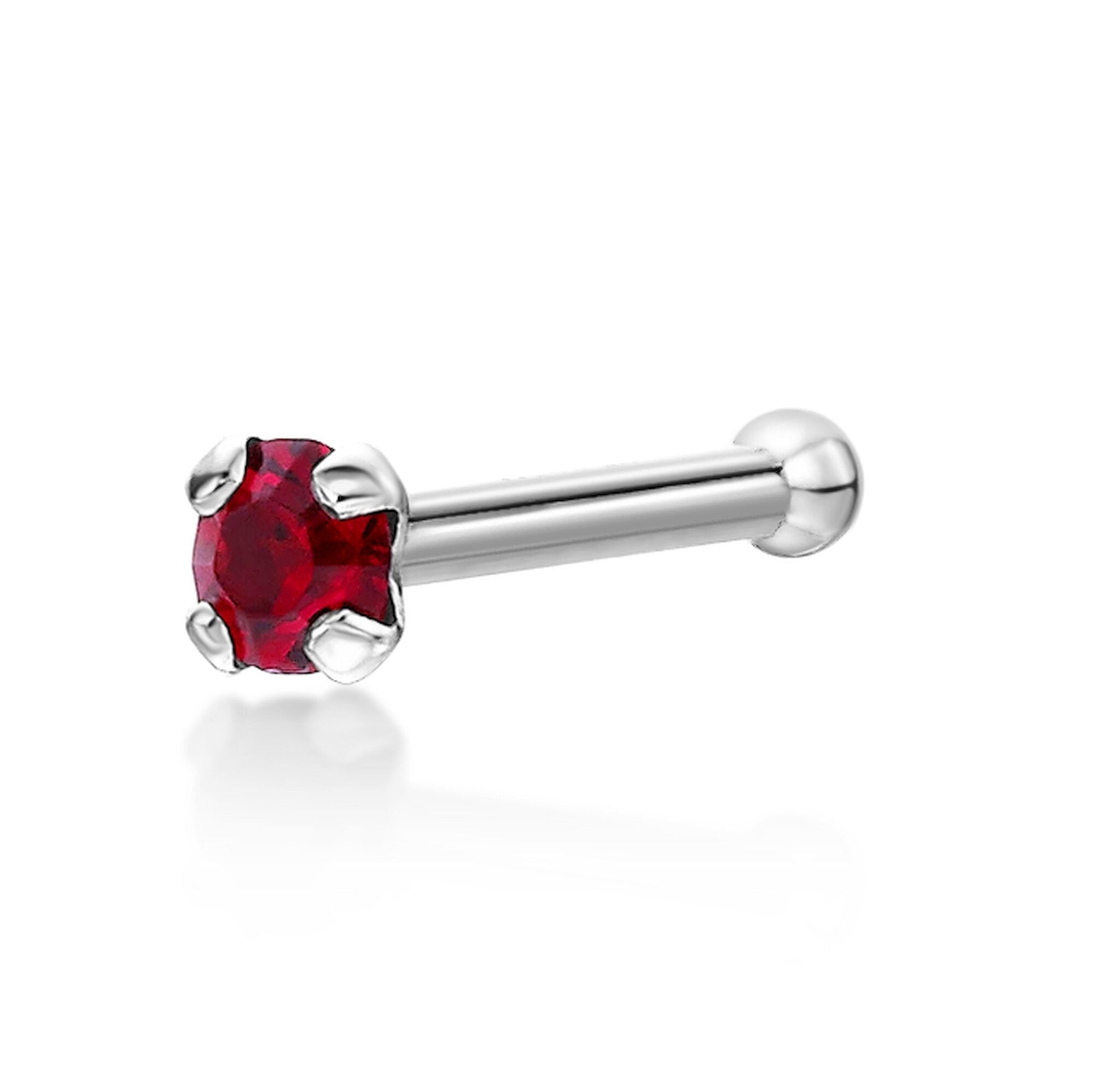 14K White Gold Swarovski Nose Stud - 20G