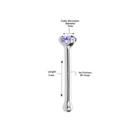 14K White Gold Swarovski Nose Stud - 20G