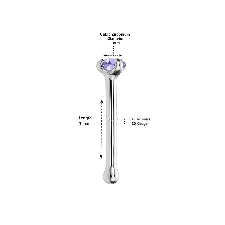14K White Gold Swarovski Nose Stud - 20G