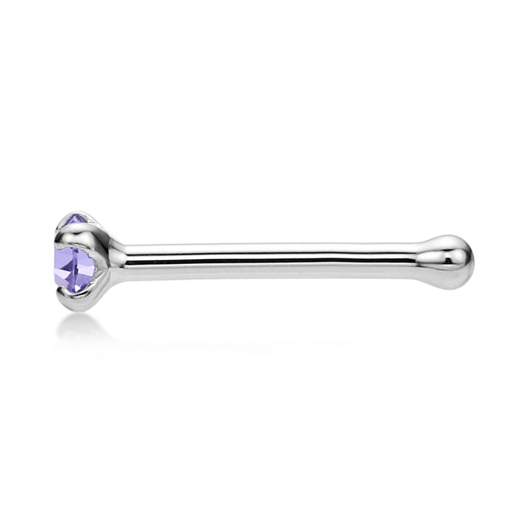 14K White Gold Swarovski Nose Stud - 20G