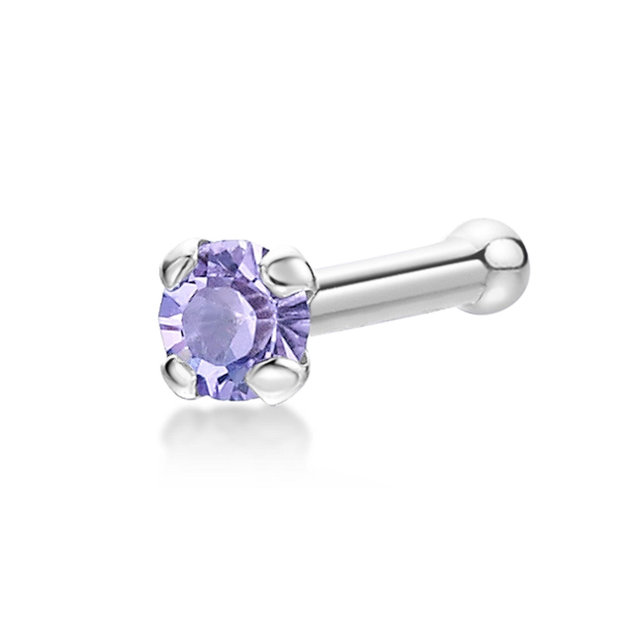 14K White Gold Swarovski Nose Stud - 20G