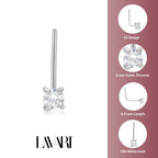 14K Gold L-Shaped Cubic Zirconia Nose Ring - 22G