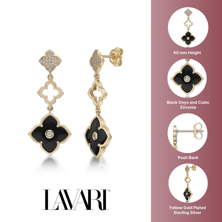 Flora Grand Triple Flower Cubic Zirconia Drop Earrings
