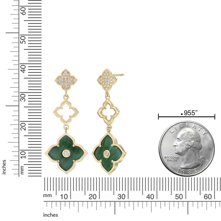 Flora Grand Triple Flower Cubic Zirconia Drop Earrings