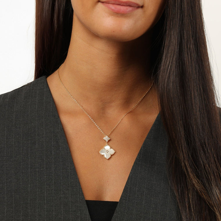 Flora Classic Double Flower Pendant Necklace